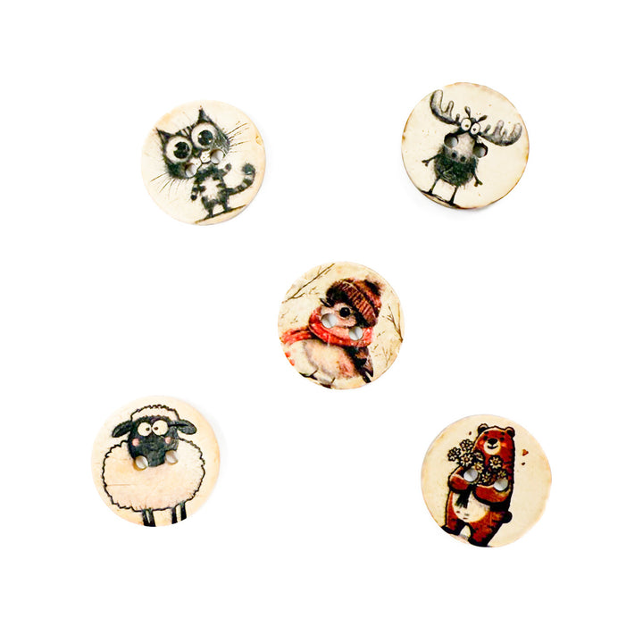 Pyöreä kookosnappi, eläinhahmot